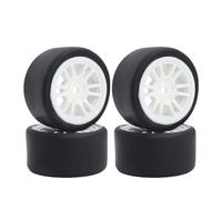 DINOWIN Pack de 4 neumáticos de goma y llantas, adecuado para 1/24 Losi Micro-B y 1/28 Losi Micro-T WL-Toys 244016 Drift RC Auto Recambios de actualización (Losi Micro-T Blanco)