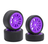 DINOWIN Pack de 4 neumáticos de goma y llantas, adecuado para 1/24 Losi Micro-B y 1/28 Losi Micro-T WL-Toys 244016 Drift RC Auto Recambios de actualización (Losi Micro-B Lila)