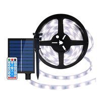 DINOWIN Tira de LED Solar de 10M 240LED Impermeable Flexible 8 Modos Strip Light con Control LED al Aire Libre Luz de la Cuerda Rayas LED para Bodas Navidad Jardín (blanco)