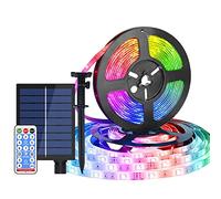 DINOWIN Tira de LED Solar de 10M 240LED Impermeable Flexible 8 Modos Strip Light con Control LED al Aire Libre Luz de la Cuerda Rayas LED para Bodas Navidad Jardín (Multicolor)