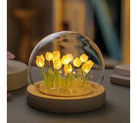 DINOWIN Tulipán Luz Nocturna LED Kit Manualidades Luz de Noche Bricolaje Tulipán Creativo DIY Regalos Luz Atmósfera para Cumpleaños Navidad (20 Tulipanes, Amarillo)
