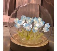 DINOWIN Tulipán Luz Nocturna LED Kit Manualidades Luz de Noche Bricolaje Tulipán Creativo DIY Regalos Luz Atmósfera para Cumpleaños Navidad (20 Tulipanes, Azul)