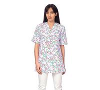 DINOZAVR Bruna Sanitario Camisa Médica con Cuello en V para Mujeres Corazones de Colores 2XL