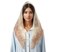 DINSOAVR Bufandas y chales, velo de mantilla, bufanda de encaje con flores, chal español para capilla católica, boda, velo de novia