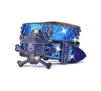 DINSOAVR Cinturón, cinturón occidental de diamantes de imitación para pantalones, vaqueros, hebilla de calavera, cinturón de poliuretano, unisex, para uso formal e informal