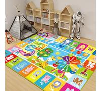 DINSUMRUG Alfombra infantil para sala de juegos, alfombra de juegos para bebé con alfabeto, mes, clima, semana y formas, alfombra educativa ABC, alfombra de juego para dormitorio y aula (150 x 100 cm