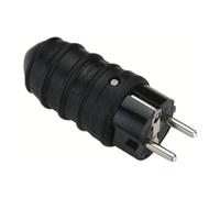 DIO - Conector Macho 2 Polos + Tierra - 16 Amperios - Enchufe Eléctrico Robusto de Goma IP44 - para Alargador Cable de Alimentación Uso Intensivo - Negro