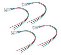 Dioche 12v 10mm L4 Juegos de LED Redondos Precableados Luz Indicadora de 2 Colores a Prueba de Agua Ánodo Común 10mm 12-24V (rojo verde)