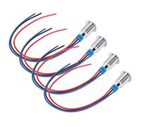 Dioche 12v 10mm L4 Juegos de LED Redondos Precableados Luz Indicadora de 2 Colores a Prueba de Agua Ánodo Común 10mm 12-24V (rojo azul)