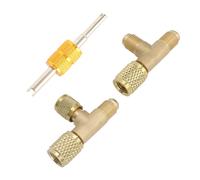 Dioche Adaptador en T de Latón con Núcleo de Válvulas de 1/4 T Fitt1/4in - Accesorios de Acceso de Acoplador Rápido para Sistemas de Refrigerante R22 R12 R134 - Duradero y Resistente a Fugas -