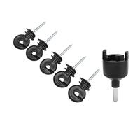 Dioche Aisladores de Cerca Eléctrica 50 Piezas Aislador de Cerca Eléctrica Aisladores de Anillo Atornillados para Postes de Madera con Herramienta de Enchufe Aislante - Alta Resistencia a la Humedad,