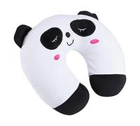 Dioche Almohada de Viaje para Niños Almohada de Viaje para el Cuello con Animales Lindos - Cojín de Algodón PP Suave en Forma de U para Automóvil y Oficina - Estilo Gato Negro con Alivio de la (PANDA)