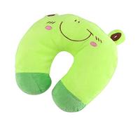 Dioche Almohada de Viaje para Niños Almohada de Viaje para el Cuello con Animales Lindos - Cojín de Algodón PP Suave en Forma de U para Automóvil y Oficina - Estilo Gato Negro con Alivio de la (Rana)