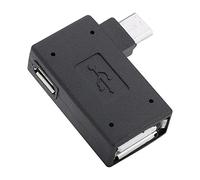 Dioche Cablecc 2 Uds 2 Uds Adaptador USB,0 OTG 90 Grados en ángulo Izquierdo y Derecho con Puerto de Fuente de Alimentación para Dispositivos y