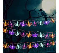 Dioche Cadena de Luces de Halloween, 40 Luces LED de Cadena de Murciélagos de 20 Pies, Decorativas de Halloween Impermeables con 2 Modos para una Atmósfera Espeluznante, Funciona con Pilas, (20LED)