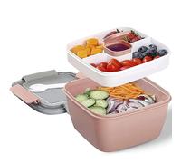 Dioche Caja de 1500 Ml con 4 Compartimentos - Fiambrera a Prueba de Fugas y Apta para Microondas para Adultos - Incluye Almacenamiento para Tenedores y s - Ideal para la Escuela, la Oficina el