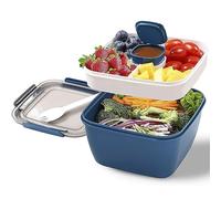 Dioche Caja de 1500 Ml con 4 Compartimentos - Fiambrera a Prueba de Fugas y Apta para Microondas para Adultos - Incluye Almacenamiento para Tenedores y s - Ideal para la Escuela, la Oficina el