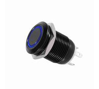 Dioche Caja de Palanca de Interruptor de Botón Momentáneo con Luz LED de 12mm para Coche, 2A, Chapado en Latón (BLUE)