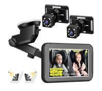 Dioche Cámara para Automóvil 1080P de 5 Pulgadas y Doble Canal Orientada hacia Atrás con IR, Mejorada para Mirar hacia Atrás, ángulo de Visión Amplio de 150°