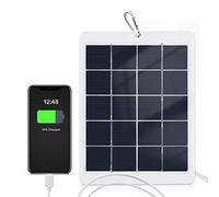 Dioche Cargador Solar Portátil Impermeable de 3W y 5V para Acampar Al Aire Libre, Enchufe USB para Teléfonos Móviles, Mini Ventilador, Luz LED y Cámaras de Vigilancia para el Hogar