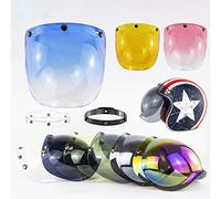 Dioche Casco Abierto Visera para Casco Abierto - Escudo de Burbujas para Motocicleta con Protección UV - Lente de PC Duradera para Cascos de Tres Botones - Accesorio de Motocicleta Cómodo y Elegante
