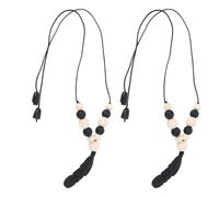 Dioche Collar Masticable Sensorial de Silicona Suave, Colgante Masticable para Niños con Ansiedad, TDAH, Autismo, Reduce la Masticación de los Dedos (BLACK)