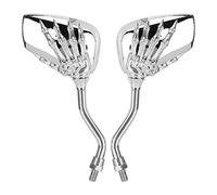 Dioche Espejos Retrovisores Cromados para Motocicleta, Rosca de 8mm/10mm, Diseño de Calavera Esqueleto, Carcasa de Plástico, Ajuste Universal para la Mayoría de Bicicletas, 2 uds.