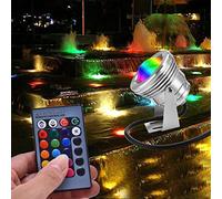 Dioche Foco LED para Acuario, 12V, 10W, RGB, Lámpara de Foco LED Impermeable para Acuario, para Pecera, Piscina, Jardín, bajo el Agua, Plateado (Concha de plata)