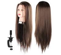Dioche Hairdressing Training Head Cabeza de maniquí Profesional para Formación en Peluquería - Maniquí de Peinado de Fibra de Alta Temperatura de 65 Cm para Estudiantes y Profesionales