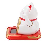 Dioche Hogar y Cocina Gato de Bienvenida con Energía Solar - Adorable Gato de la Suerte Que Saluda y Hace Señas para Decoración del Hogar el Automóvil (White)