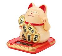 Dioche Hogar y Cocina Gato de Bienvenida con Energía Solar - Adorable Gato de la Suerte Que Saluda y Hace Señas para Decoración del Hogar el Automóvil (Gold)