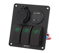 Dioche Interruptores Voltímetro Digital Panel de Interruptores Basculantes Multifunción de 3 Bandas con Pantalla de Voltímetro Digital y Alimentación USB de 4,8 A para Aplicaciones de Vehículos
