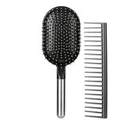 Dioche Juego de 2 Peines para el Cabello, Peine de Dientes Anchos y Cepillo con Cojín de Aire para Masaje, Antideslizante Antiestático para Cabello Rizado y Liso (GREY)