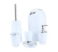 Dioche Juego de baño de 6 piezas - Dispensador de jabón, vaso, cepillo de inodoro, botella desinfectante para manos - Resina ecológica