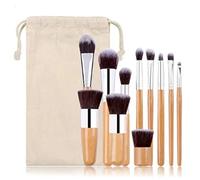 Dioche Juego de Brochas Maquillaje Profesional, 11 Piezas, Kit Cosméticas Mano Obra Fina con Bolsa Tela para Viajes, Hogar, Maquillaje, Mangos Nailon y bambú