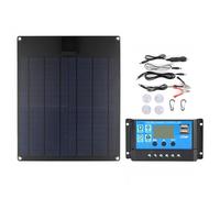 Dioche Kit Cell Kit de Panel Solar Flexible Portátil de 300 W con Controlador de 30 A, Puertos de Carga USB Duales, Abrazadera de Batería DC5521 para Teléfonos Móviles de 5 V y Vehículos de 12 V,