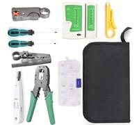 Dioche Kit de Herramientas de Engarzado RJ45 - Probador de Cables de Red Multifuncional y Herramientas de Reparación - Herramienta de Engarzado 3 en 1 para Uso Doméstico con Accesorios Incluidos