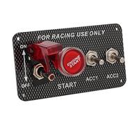 Dioche Kit de Panel de Interruptor de Encendido de Arranque de Motor de Coche, Botón de Arranque de Motor de Fibra de Carbono, Ajuste Universal para Coches de Carreras, 12V