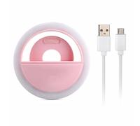 Dioche Lámpara de Luz para Selfies para Teléfono Móvil con 36 Cuentas LED, Luz Suplementaria Ajustable para Fotos de Calidad Profesional, Batería Recargable Incorporada, Portátil para Teléfonos (PINK)