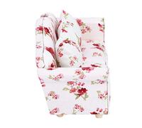 Dioche Muebles de Casa de Muñecas Iland Mini sofá Encantador con Estampado Floral | Accesorios Exquisitos para Muñecas Escala 1/12 | Combinación de Madera y Tela | Ideal para Juguetes Creativos para