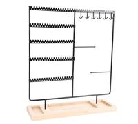 Dioche Organizador Organizador de Pendientes Soporte de Joyas para Mujer, con Soporte para Pendientes y para Presentación de Joyas con Base de Madera, Diseño Negro, Adecuado para Mujeres y niñas.