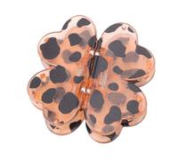 Dioche Pinzas para el Cabello con Imán de Cuatro Hojas, Pinzas para el Cabello Antideslizantes de Color Marrón con Estampado de Leopardo Grande para Mujeres con Dientes de Resorte,