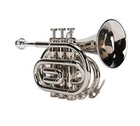 Dioche Pocket Bb Trumpet Mini Bb Trumpet Set: Trompeta de Bolsillo de Latón Niquelado de Primera Calidad, Perfecta para Principiantes, Instrumento de Viento, Diseño Portátil, Calidad de Sonido