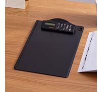 Dioche Portapapeles de Trabajo con Portapapeles Multifuncional con Carpeta, Calculadora con Energía Solar, Soporte para Archivos A4, Bloc de Escritura de Plástico Duradero con Ranura para Bolígrafo,