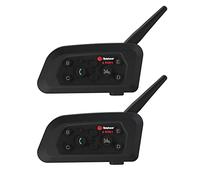 Dioche Teleheer V6 Casco de Moto Auriculares 5.1, de Comunicación Full-Duplex, Intercomunicador en Tiempo Real, Resistente Al Agua y Al Viento, Adecuado para Jinetes, Negro, Paquete de 2 (Negro