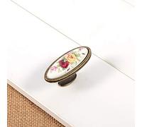 Dioche Tiradores de Cajones de Cerámica Flor Cerámica Bronce Manijas de Puerta Gabinete Armario Cajón Perillas Tirador - Diseño Floral Vintage, 8 Tamaños Disponibles para Cocina, Armario y