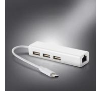 Dioche USB 2,0 Tipo C USB 2,0 Tipo C Adaptador Ethernet Rápido HUB de 3 Puertos RJ45 100Mbps Convertidor de Expansión de Tarjeta de Red para