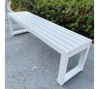 Diodceraic Asiento de Comedor de Patio con Asiento de Listones, Banco de Metal para jardín, Picnic, Patio, Porche Delantero, decoración Exterior(White,120x40x45cm)