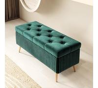 Diodceraic Banco de Almacenamiento de Terciopelo, Banco de Almacenamiento Extra Largo, taburetes acolchonados para Dormitorio, Puff para Sala de Estar, Dormitorio, Pasillo(Dark Green,120cm)