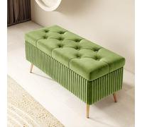Diodceraic Banco de Almacenamiento de Terciopelo, Banco de Almacenamiento Extra Largo, taburetes acolchonados para Dormitorio, Puff para Sala de Estar, Dormitorio, Pasillo(Green,100cm)